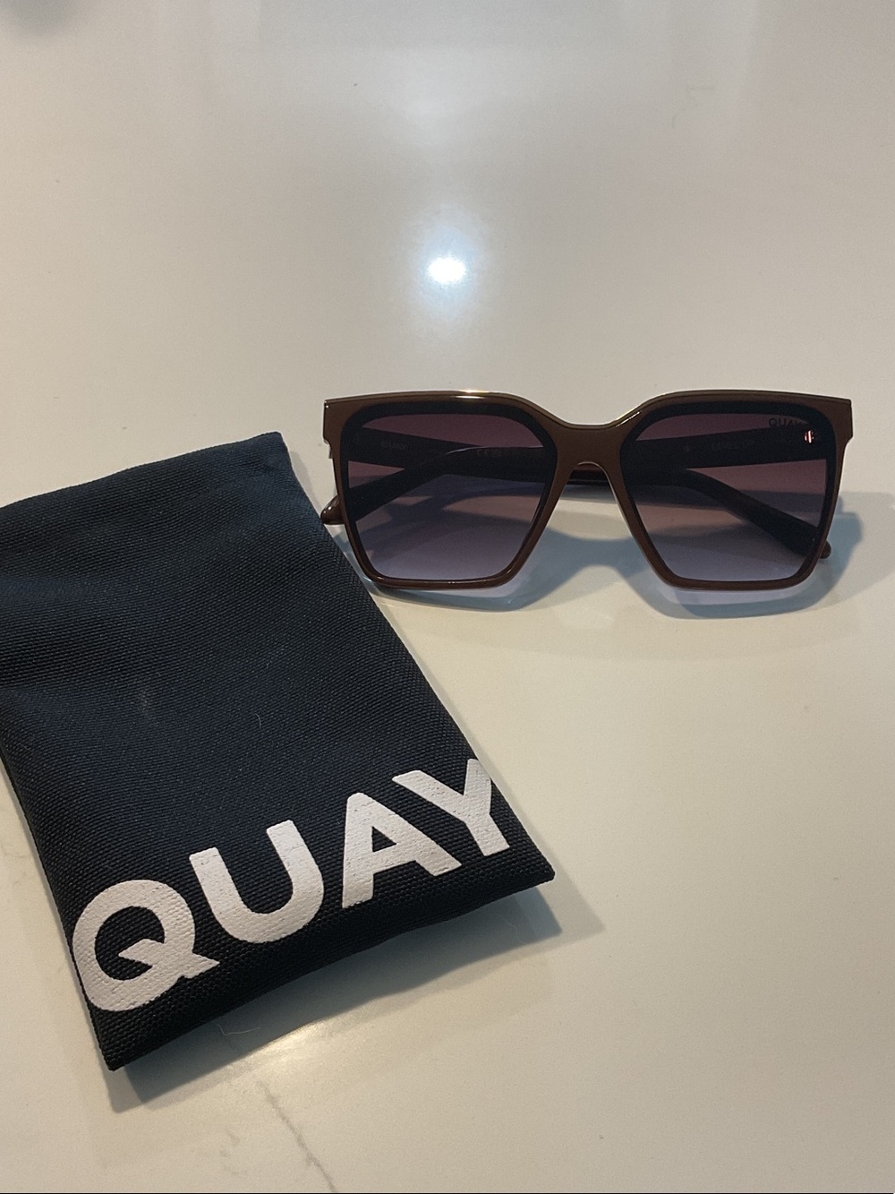 Quay Australia Brown Square Gradient Lens Sunglasses